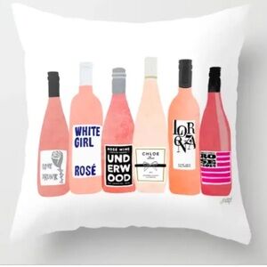 society6 rosé wine bottles decorative pillow